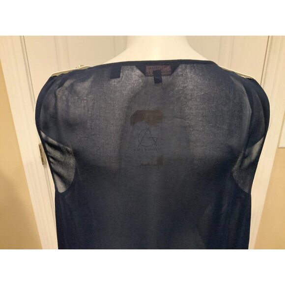 Ted Baker Navy Blue White Sheer Sleeveless Adilene Top, Size Small - Picture 6 of 6